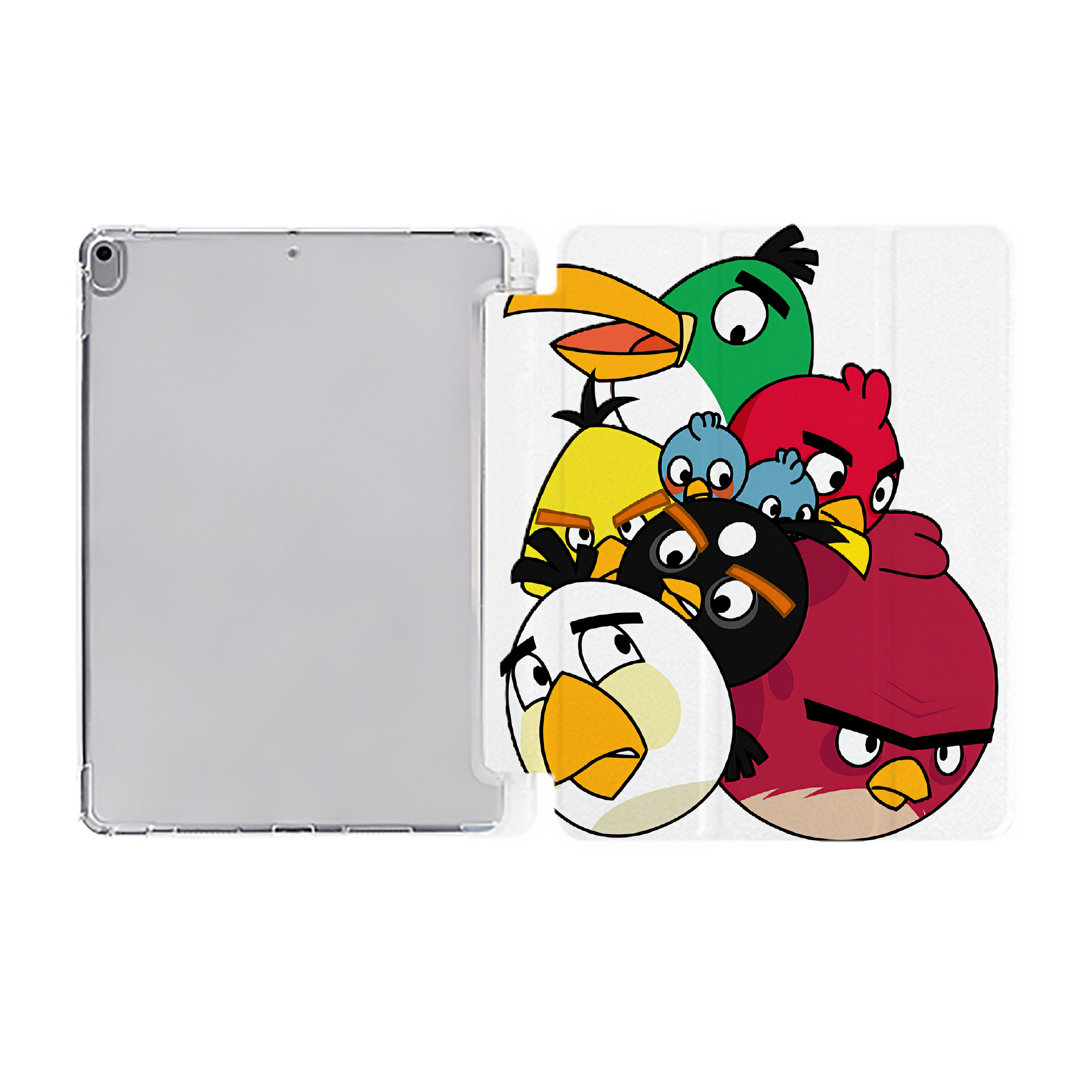 （画像用） Angry Birds アングリーバード IPad ケース ペン収納付き 三つ折りスタンド PUレザー×シリコン 対応機種9.5/10.5/10.9インチ
